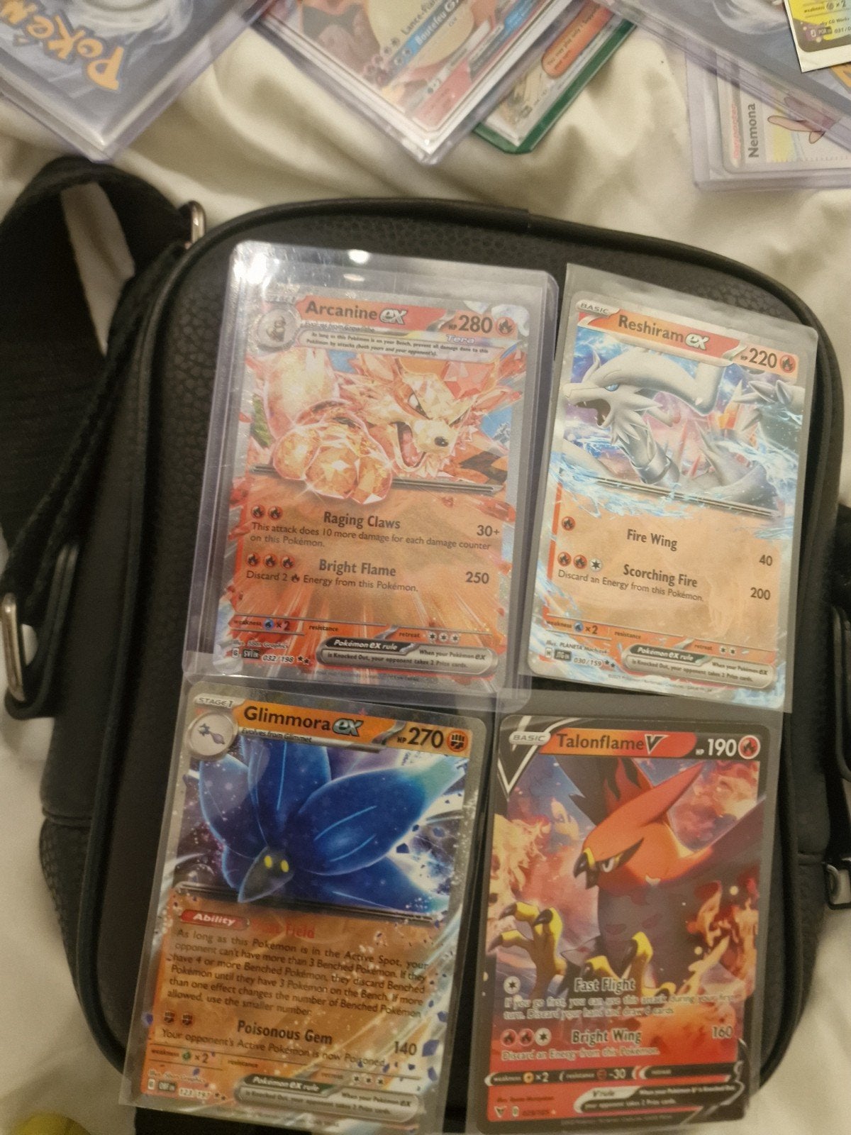 Pokémon kaarten: Arcanine, Reshiram, Glimmora, Talonflame, Ophalen of Verzenden, Zo goed als nieuw, Meerdere kaarten