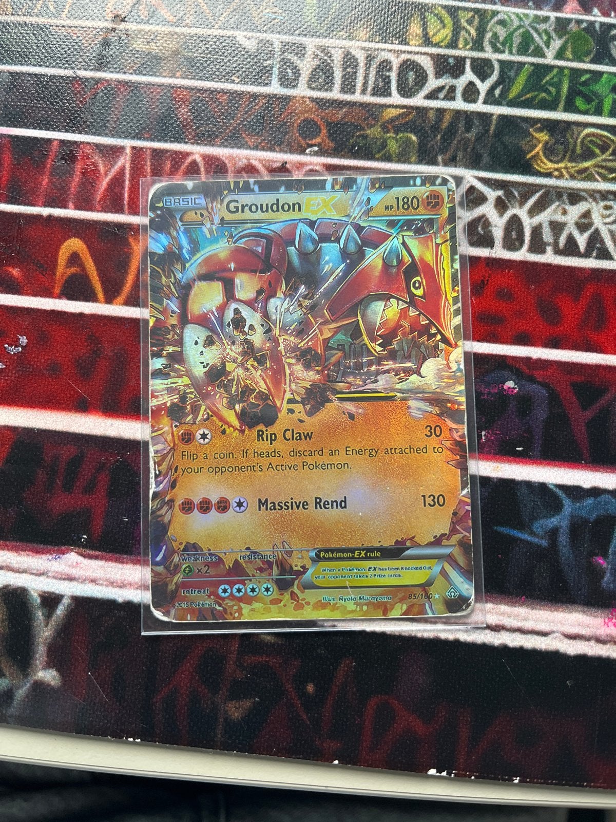Pokémon kaart Groudon EX, Ophalen of Verzenden, Gebruikt, Losse kaart, Foil