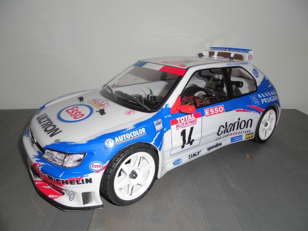 TAMIYA PEUGEOT 306 MAXI WRC met FF02 CHASSIS, Elektro, Ophalen of Verzenden, Zo goed als nieuw, Schaal 1:10
