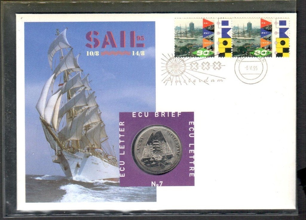 Penning - Ecu Brief 7 - SAIL 95 AMSTERDAM - 1995., Ophalen of Verzenden, Overige materialen, Nederland