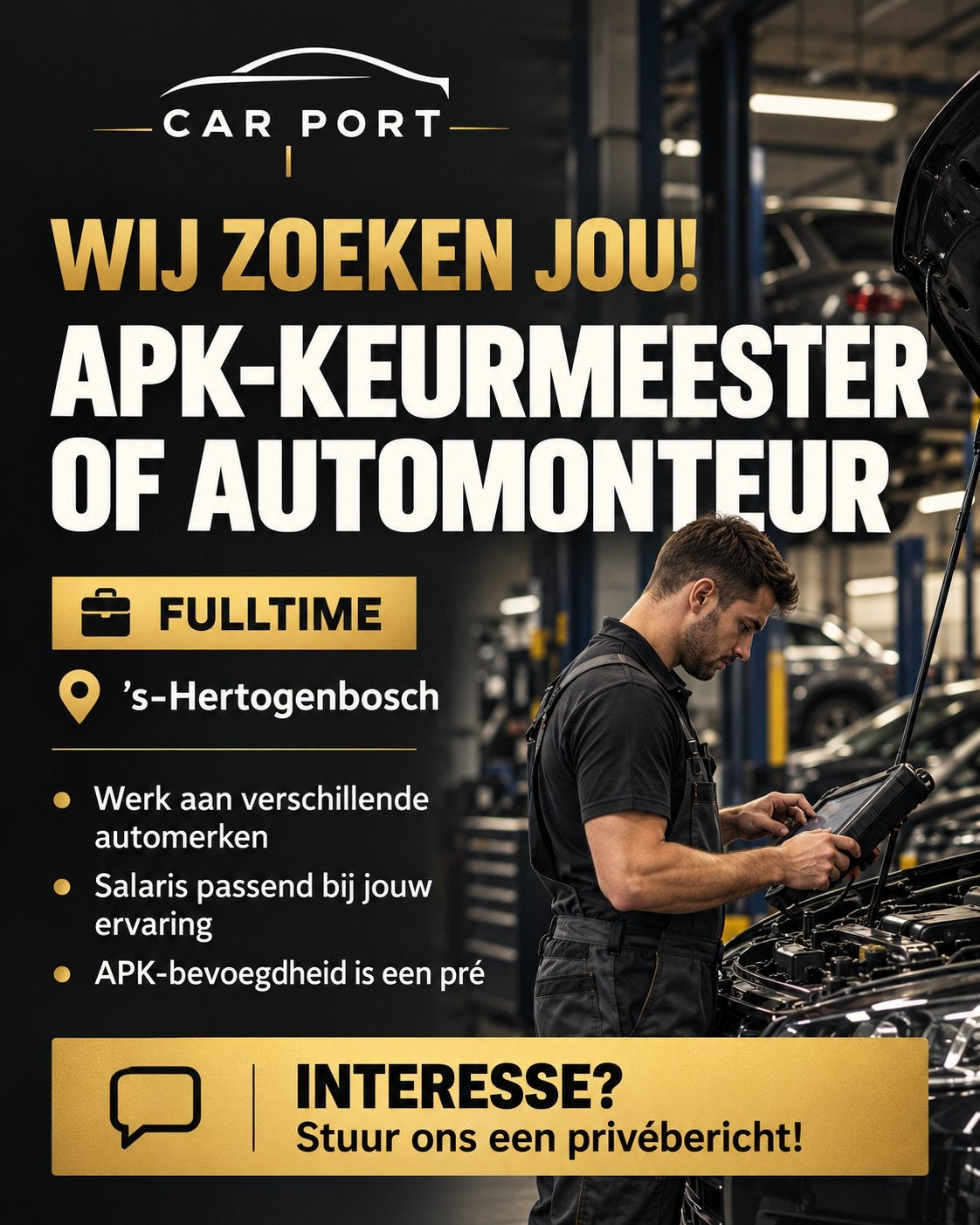 APK-keurmeester / automonteur – fulltime, 33 - 40 uur, MBO, Vanaf 3 jaar, Vast contract