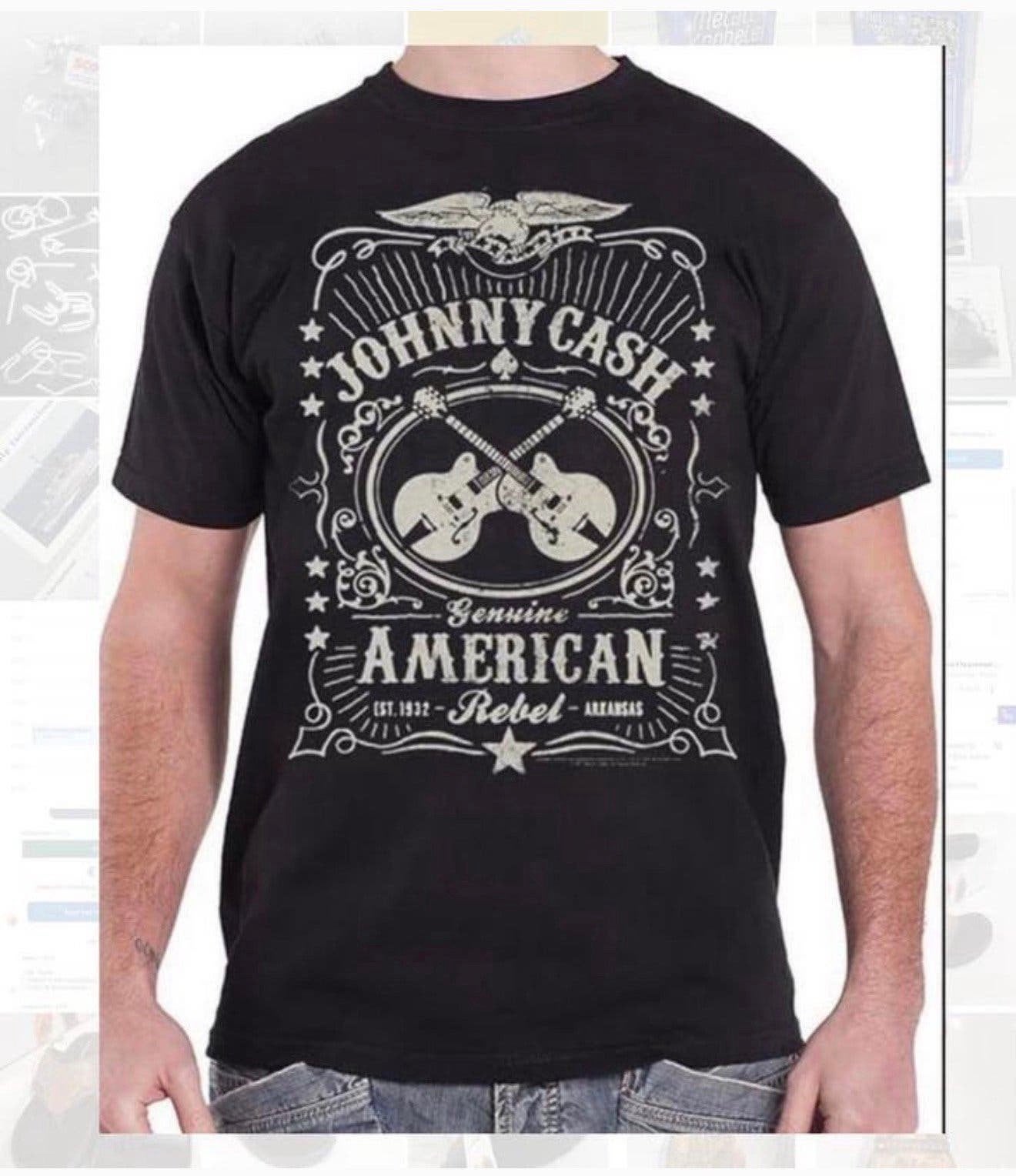 Johnny Cash Heren American Rebel Zwart M t-shirt NIEUW, P, Maat 48/50 (M), Zwart, P