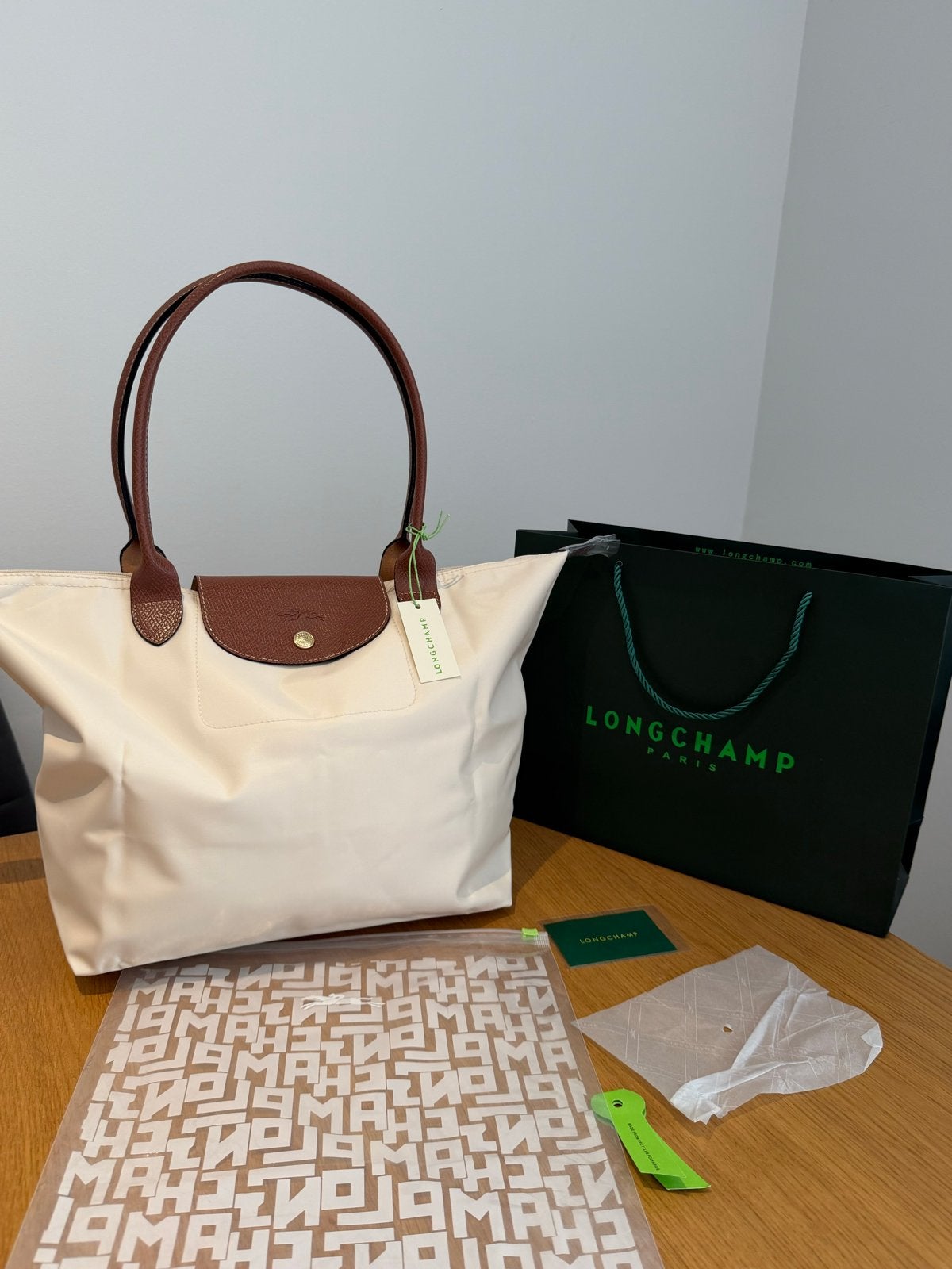 Longchamp Le Pliage Tote Bag L - Paper White, Ophalen of Verzenden, Nieuw, Wit, Shopper