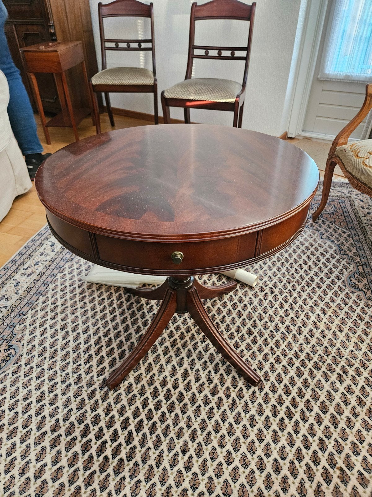 klassieke mahoniehouten drumtafel, Ophalen of Verzenden