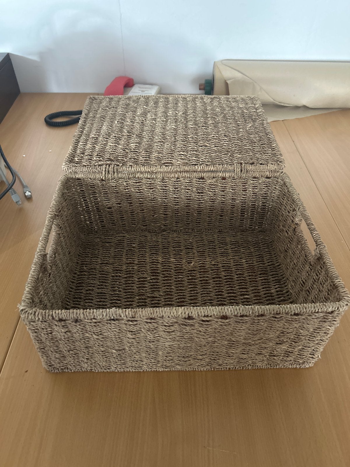 Nieuwe rieten opbergmand met deksel, Ophalen, Gevlochten, Mand, Nieuw