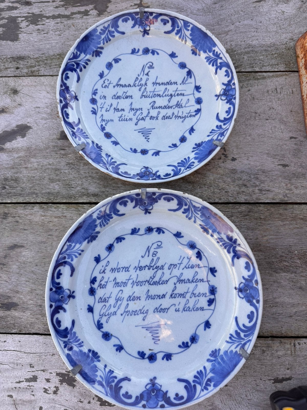 Antieke hollandse delftse spreuken borden, Ophalen of Verzenden