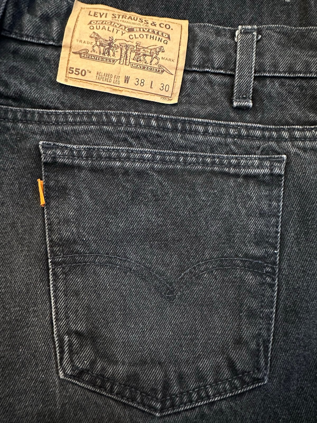 Vintage 1995 Levi's 550 Zwart W36 L30 Blank Orange Tab, Ophalen of Verzenden, Gedragen, Zwart, W36 - W38 (confectie 52/54)
