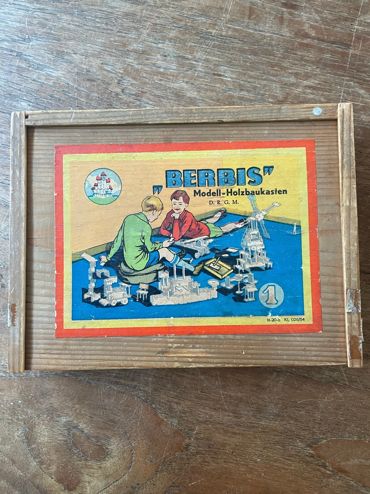 Vintage Berbis Houten Bouwdoos - Model-Holzkasten, Kinderen en Baby's, Speelgoed | Houten speelgoed, Ophalen of Verzenden, Gebruikt