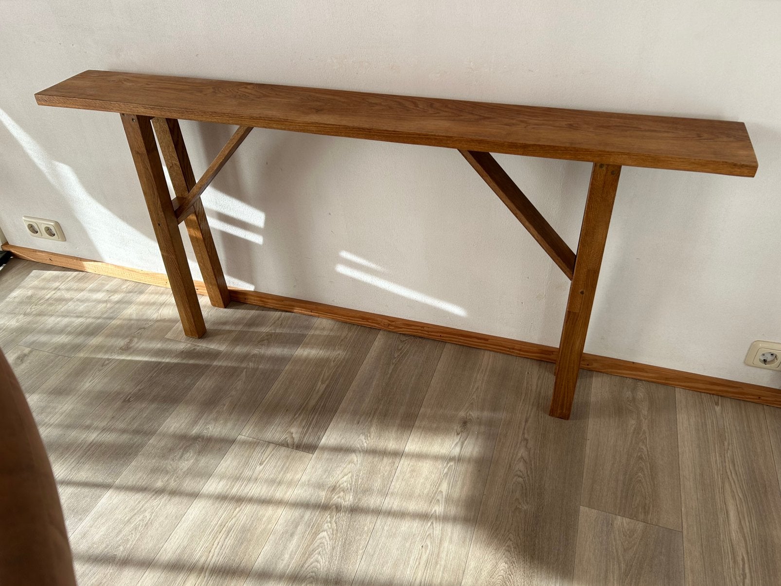 Nieuw gemaakte eikenhouten achter-de-bank-bank 150 cm, Ophalen, 100 tot 150 cm, Eikenhout, Nieuw
