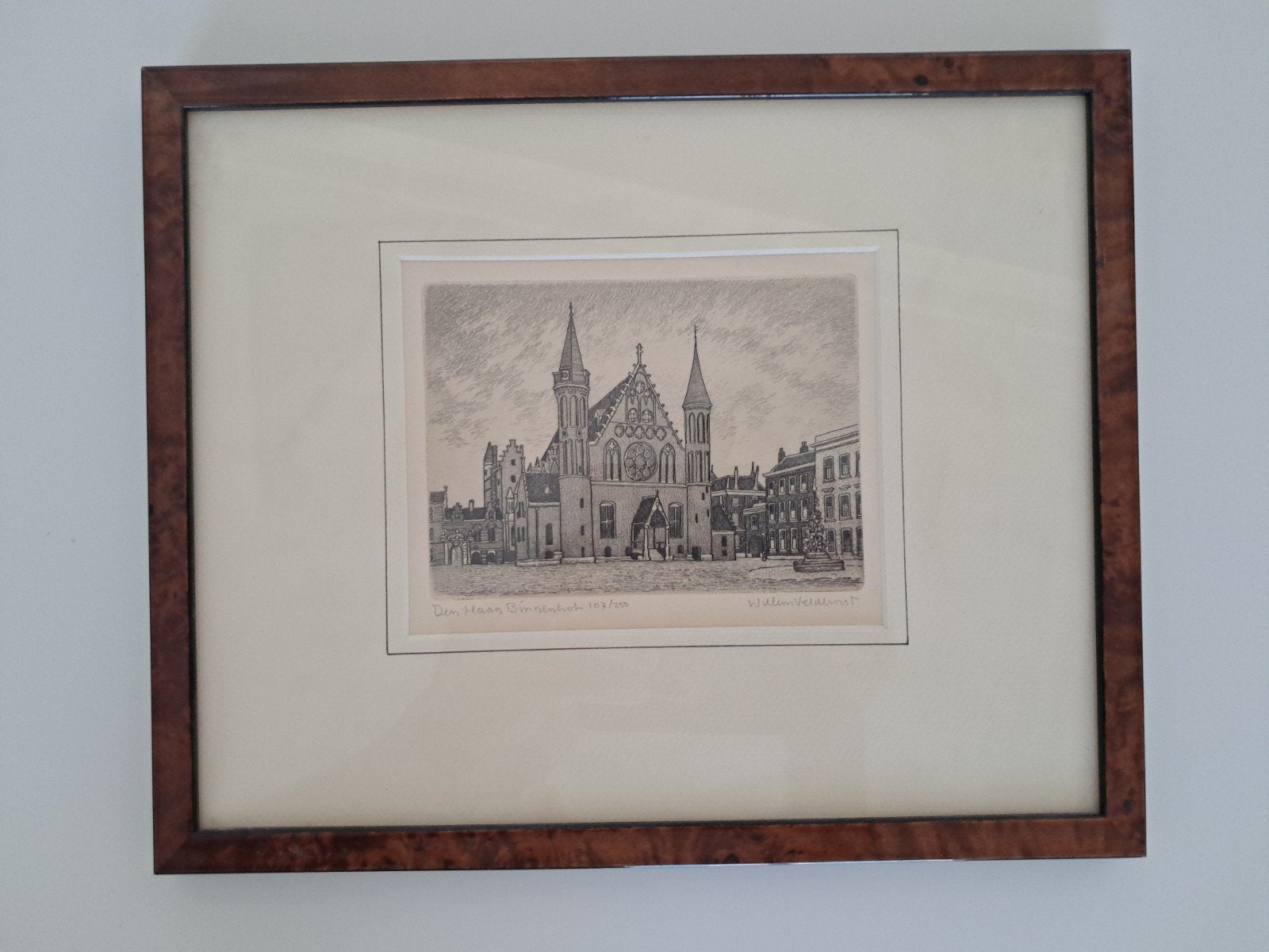 Mooie ingelijste afbeelding Ridderzaal Binnenhof, Antiek en Kunst, Ophalen of Verzenden