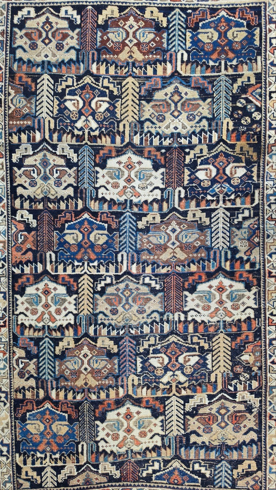 Handmade antique Persian Qashqai carpet Tribal 148x258cm, Onbekend (Handgemaakt), Gebruikt, 100 tot 150 cm, 200 cm of meer