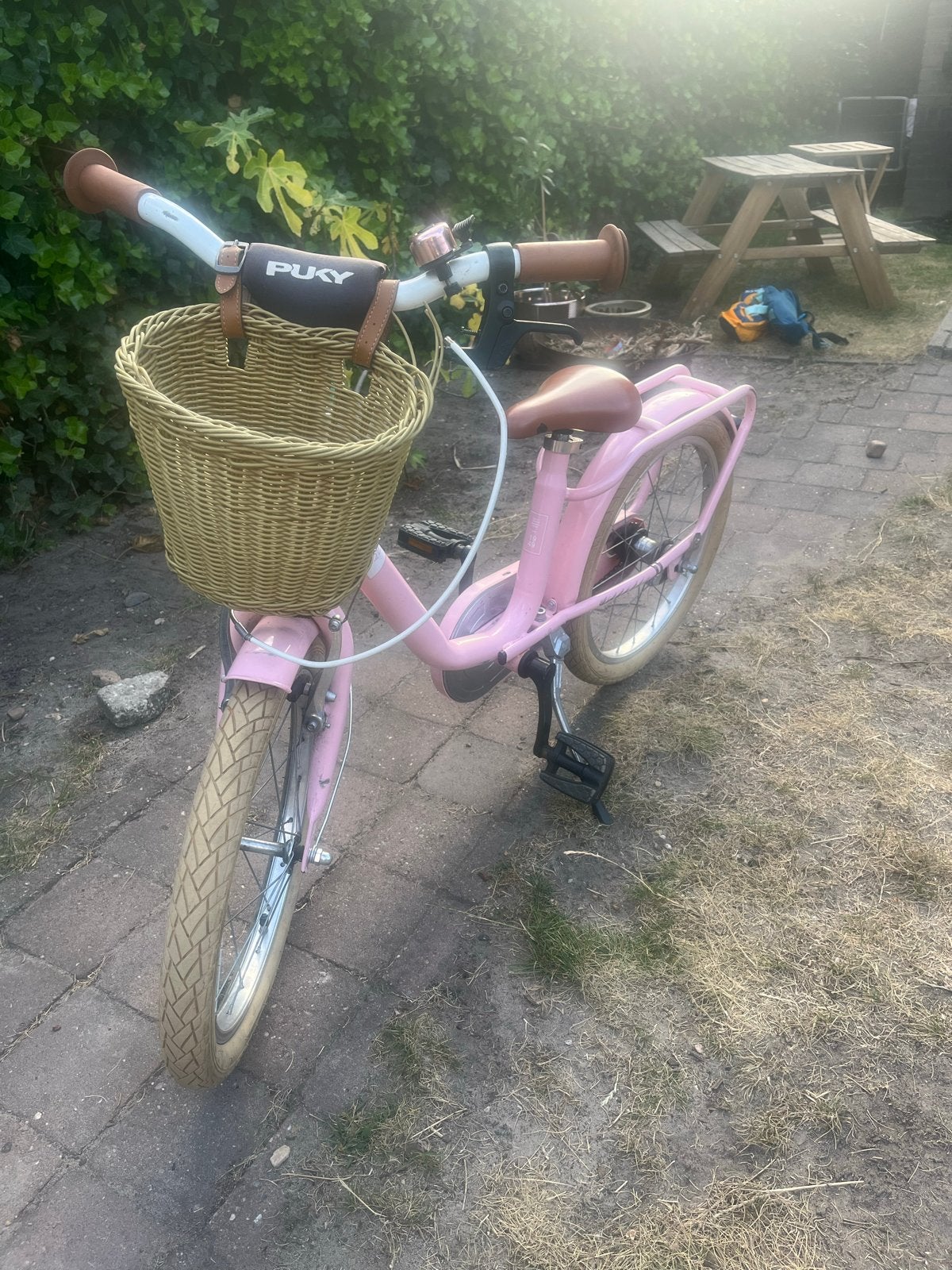 Roze Puky kinderfiets met mandje, Ophalen, Terugtraprem, Gebruikt, Handrem