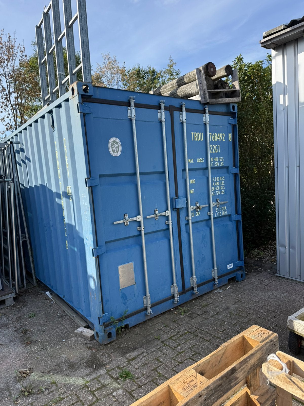 20 ft zeecontainer 2019 wind- en waterdicht met stellingen, Ophalen