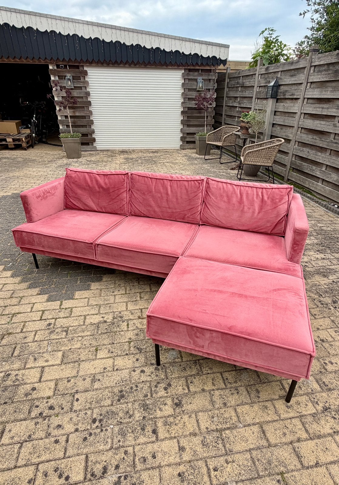 Sissyboy Duchess bank + hocker rose, Ophalen, Driepersoons, 75 tot 100 cm, Zo goed als nieuw