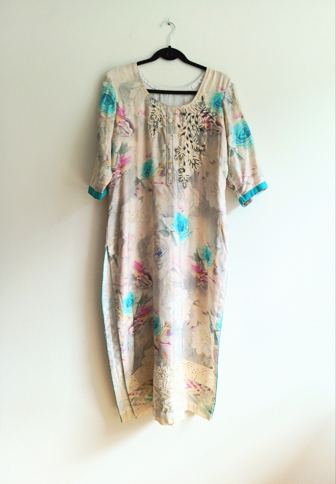 Handgemaakte katoenen Kurta Set, Kleding | Dames, Jurken, Maat 42/44 (L), Nieuw, Handgemaakt, Onder de knie