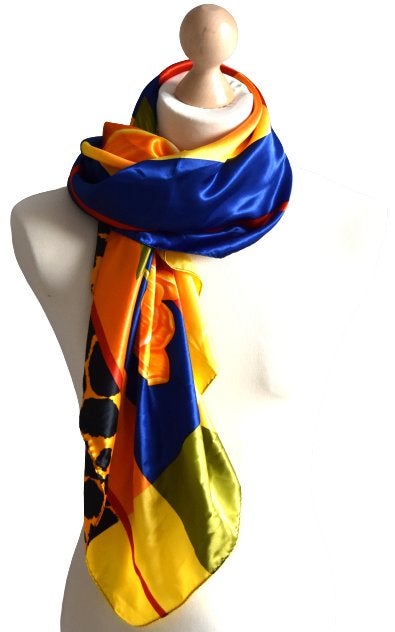 Robin Ruth vintage foulard, satijnen shawl, tulp, Verzenden, Maat 46/48 (XL) of groter, Robin Ruth, Zo goed als nieuw