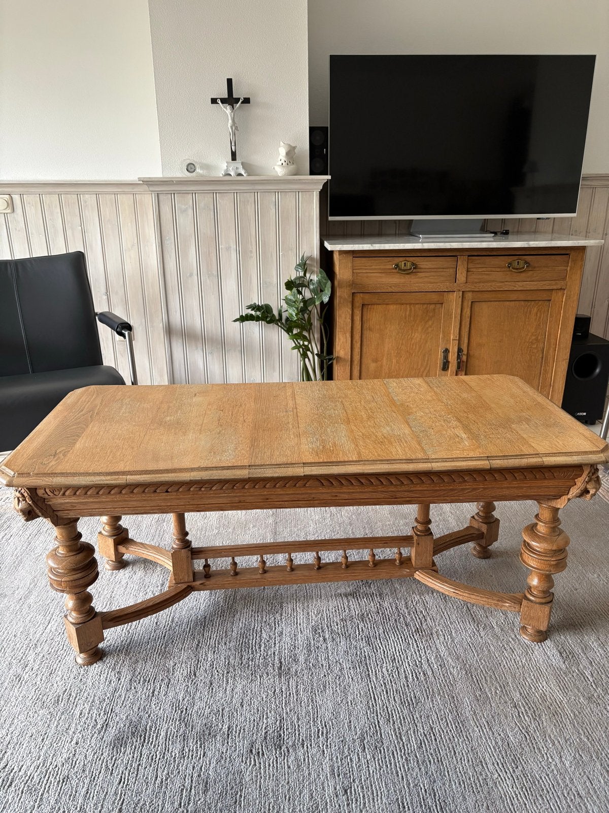Mooie Mechelse salontafel van massief eikenhout, Ophalen