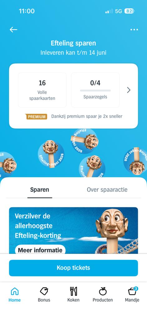 Efteling spaarkaarten ruilen voor Brabantia zegels AH, Tickets en Kaartjes, Drie personen of meer, Kortingsbon, Pretpark