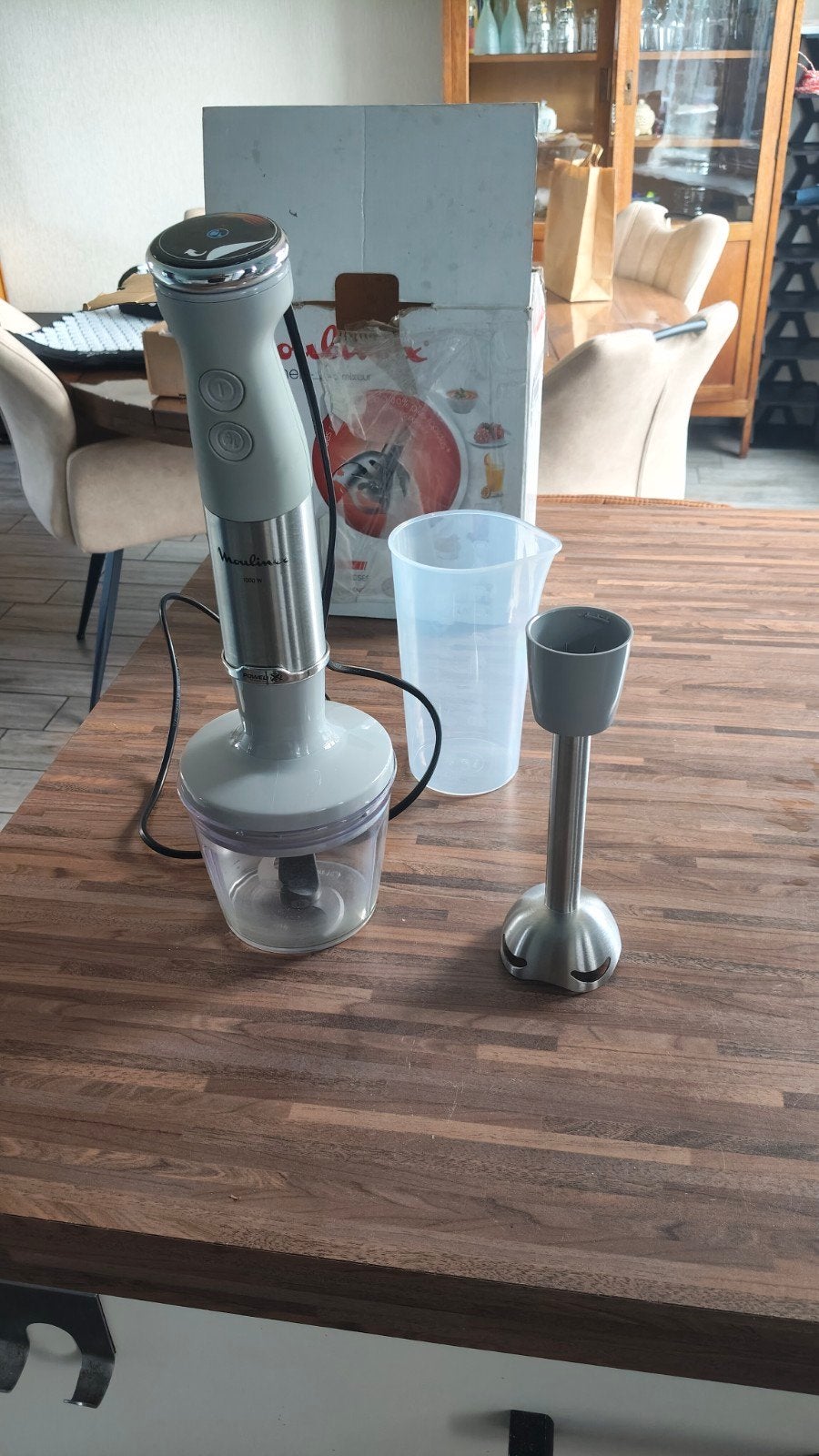 Moulinex Quickchef+ Staafmixer 1000W met accessoires, Gebruikt, 3 snelheden of meer, Ophalen of Verzenden, Vaatwasserbestendig