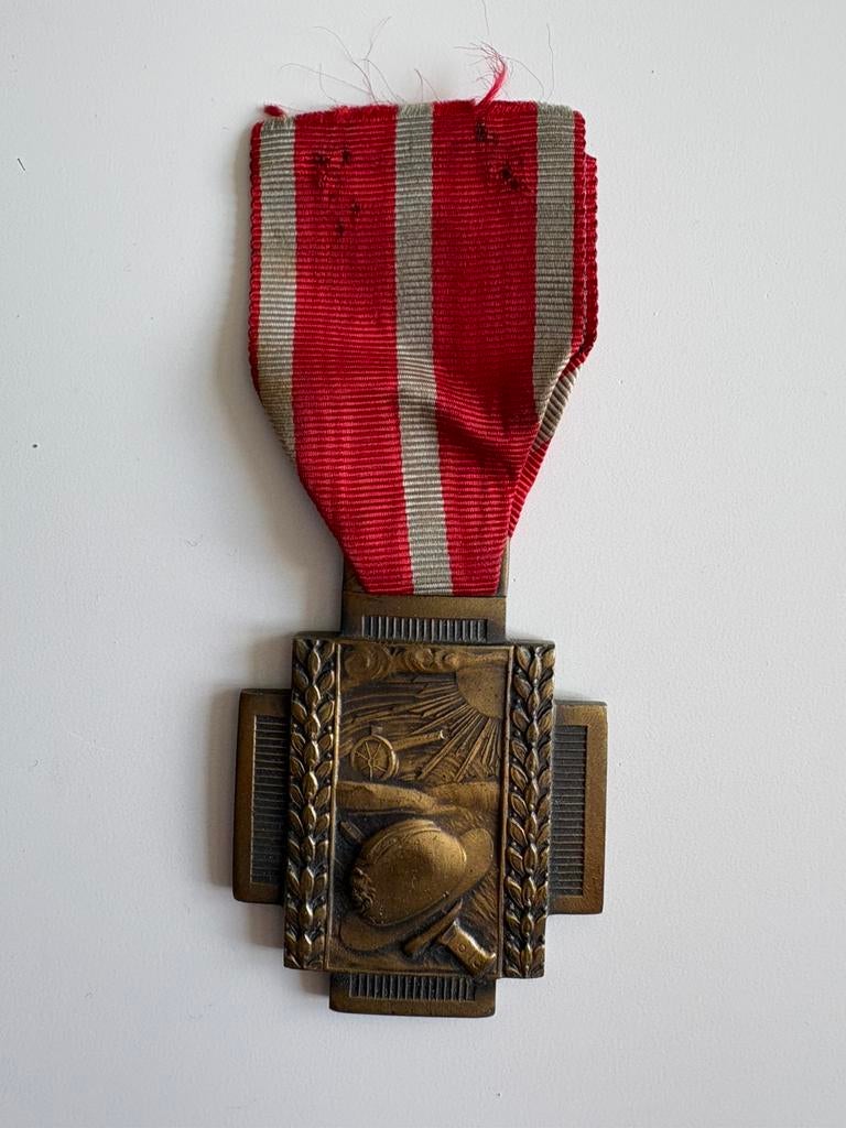WW1 Belgische militaire medaille ‘Vuurkruis’, Ophalen of Verzenden, Landmacht, Overige gebieden, Lintje, Medaille of Wings