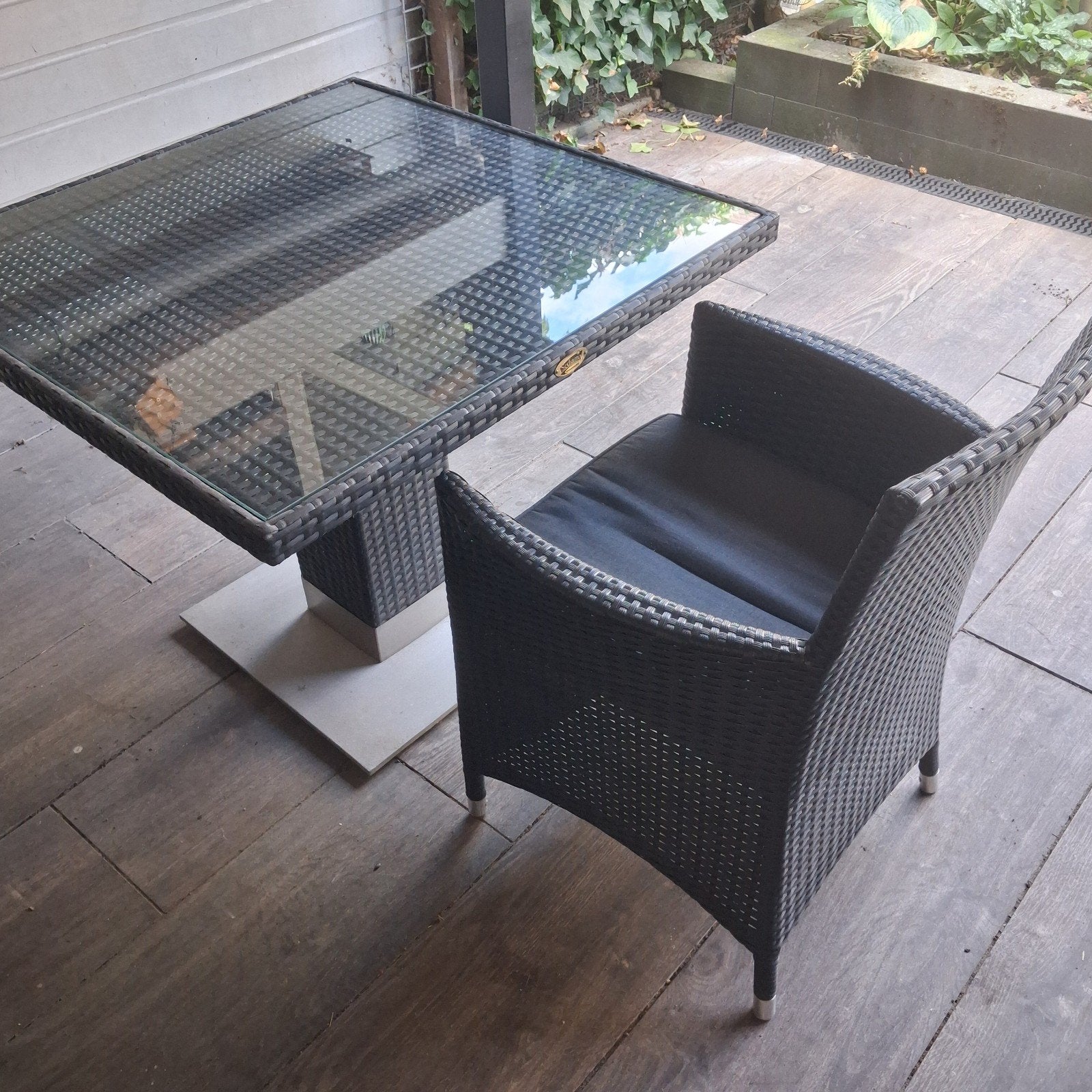 Sediamo Tuinset met tafel en 4 stoelen, Tuin en Terras, Tuinsets en Loungesets, Ophalen, 4 zitplaatsen, Gebruikt, Wicker