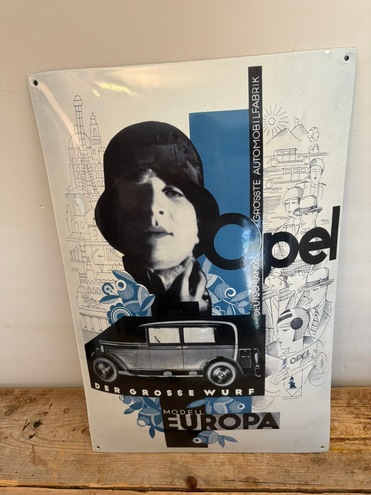 Emaille bord ‘OPEL’ (Model Europa) 40x60 cm., Ophalen of Verzenden