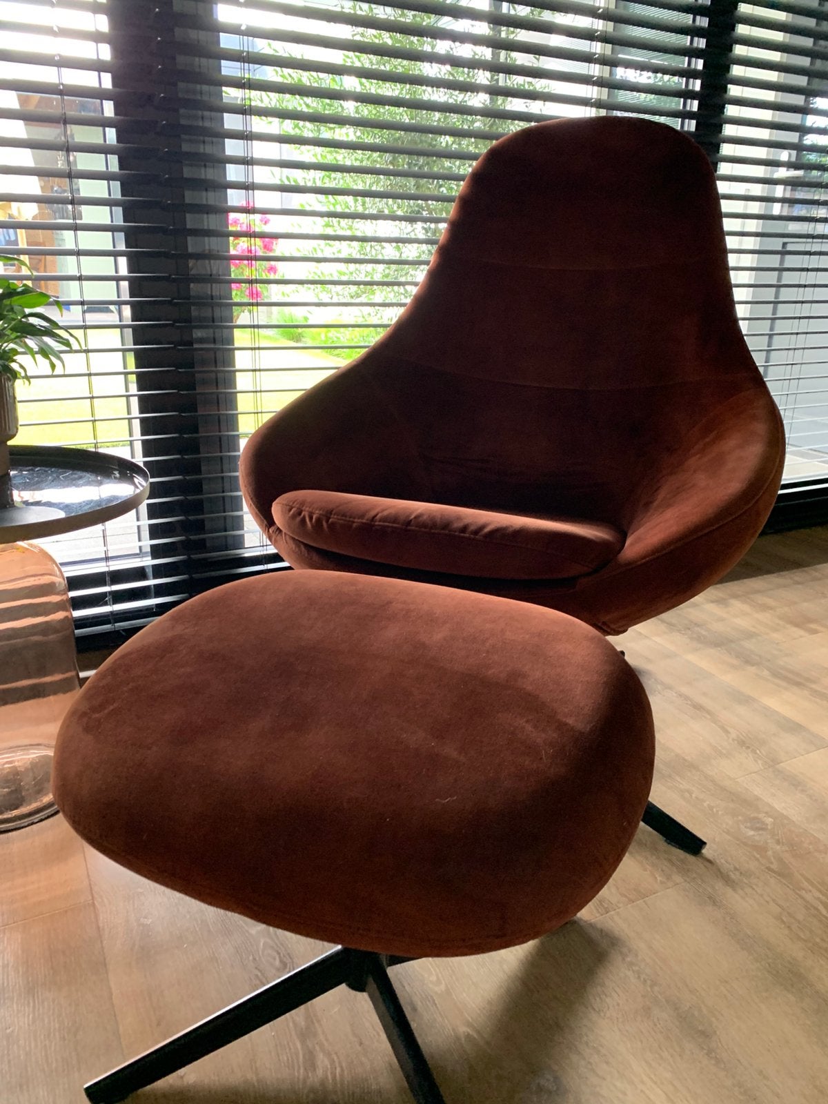 Twee draaifauteuils incl voetensteun, kleur terra, Montel, Huis en Inrichting, Fauteuils, Ophalen, Minder dan 75 cm, Zo goed als nieuw