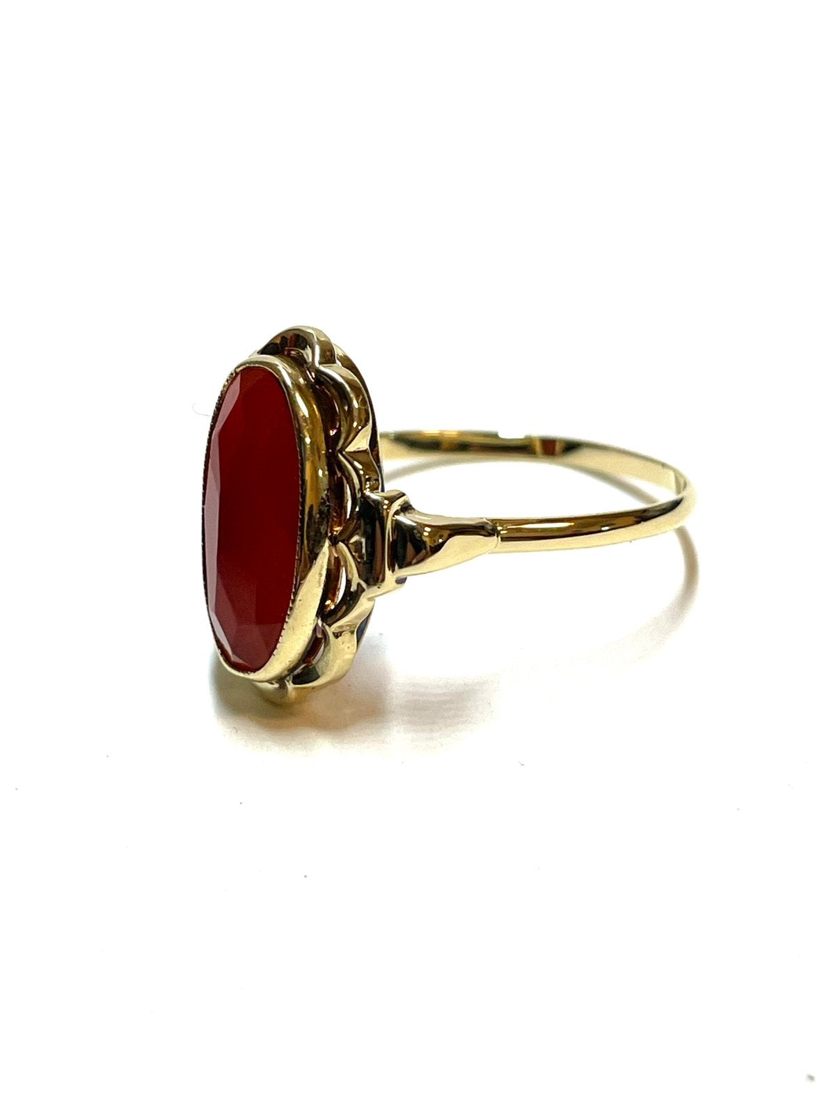 14k gouden ring met een carneool, -, 19 tot 20, -, Ophalen of Verzenden