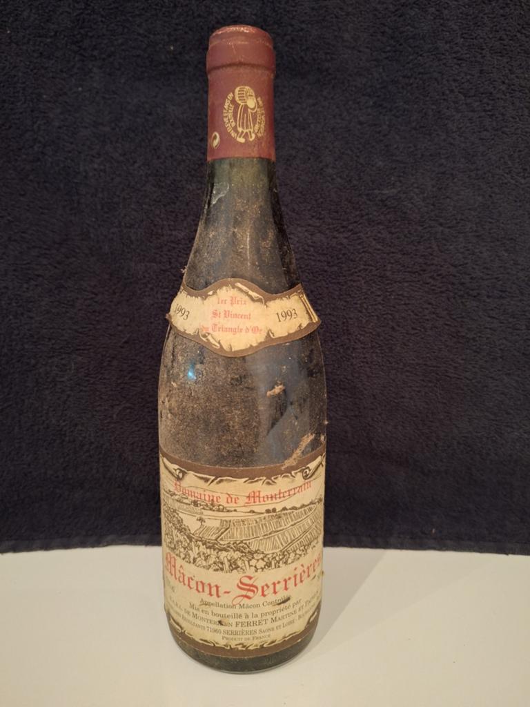 Domaine de Monterrain Mâcon-Serrières 1993, Gebruikt, Frankrijk, Ophalen of Verzenden, Rode wijn