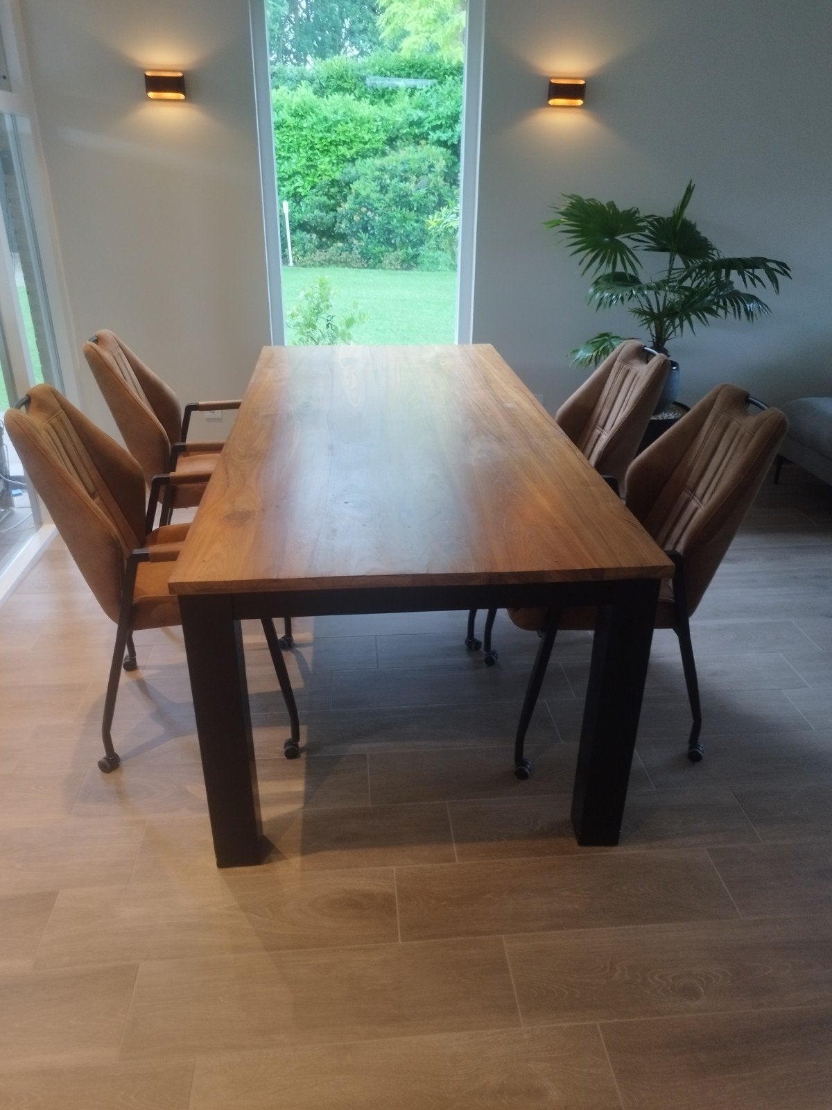 Teak houten tafel 220 x100 x 76 cm, Huis en Inrichting, Tafels | Eettafels, Ophalen of Verzenden, Rechthoekig, 200 cm of meer