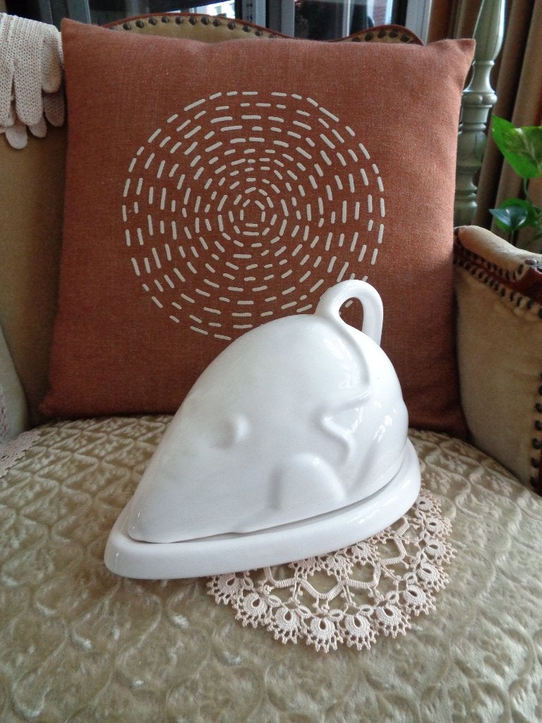 Brocante Kaasstolp Muis van Aardewerk ** Mimosa **, Ophalen of Verzenden