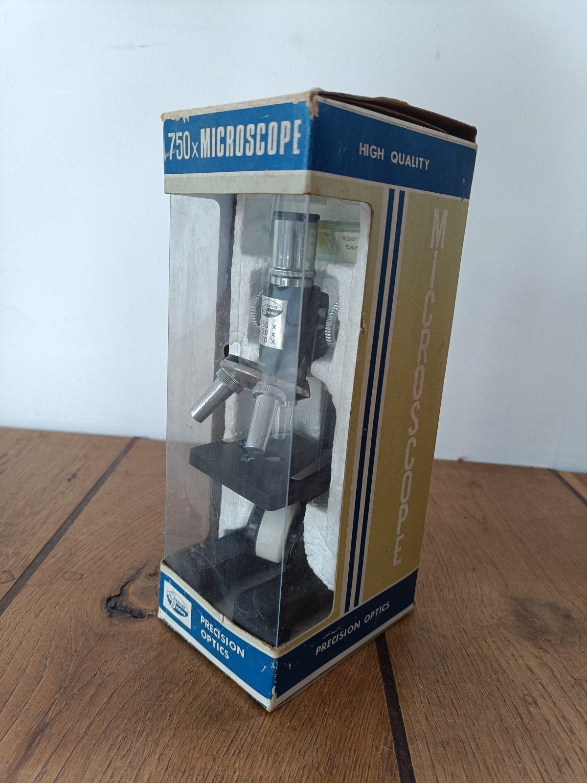 Vintage 750x Microscoop - Precision Optics -  in doos, Audio, Tv en Foto, Optische apparatuur | Microscopen, Ophalen of Verzenden