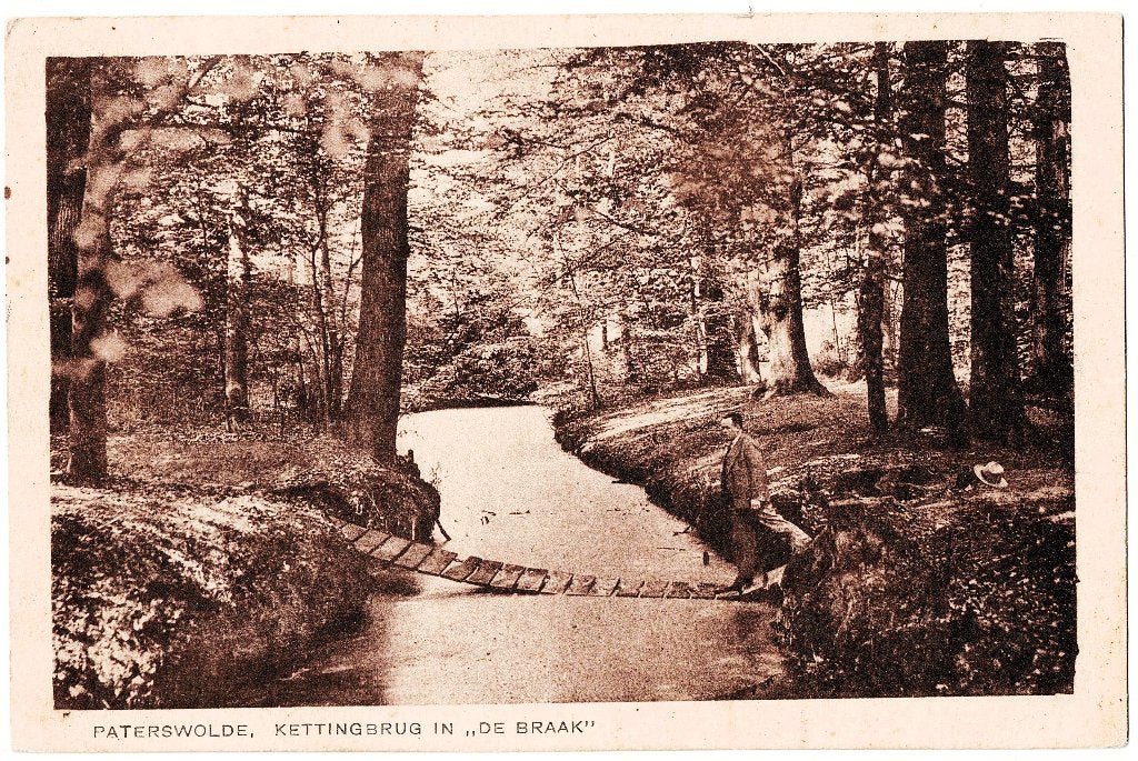 Paterswolde Dr, kettingbrug in De Braak gelopen 1931, Verzenden, 1920 tot 1940, Gelopen, Drenthe