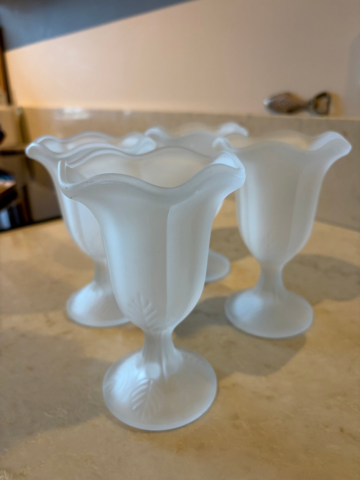Vintage Matglazen IJscoupes set van 4, Antiek en Kunst, Ophalen of Verzenden