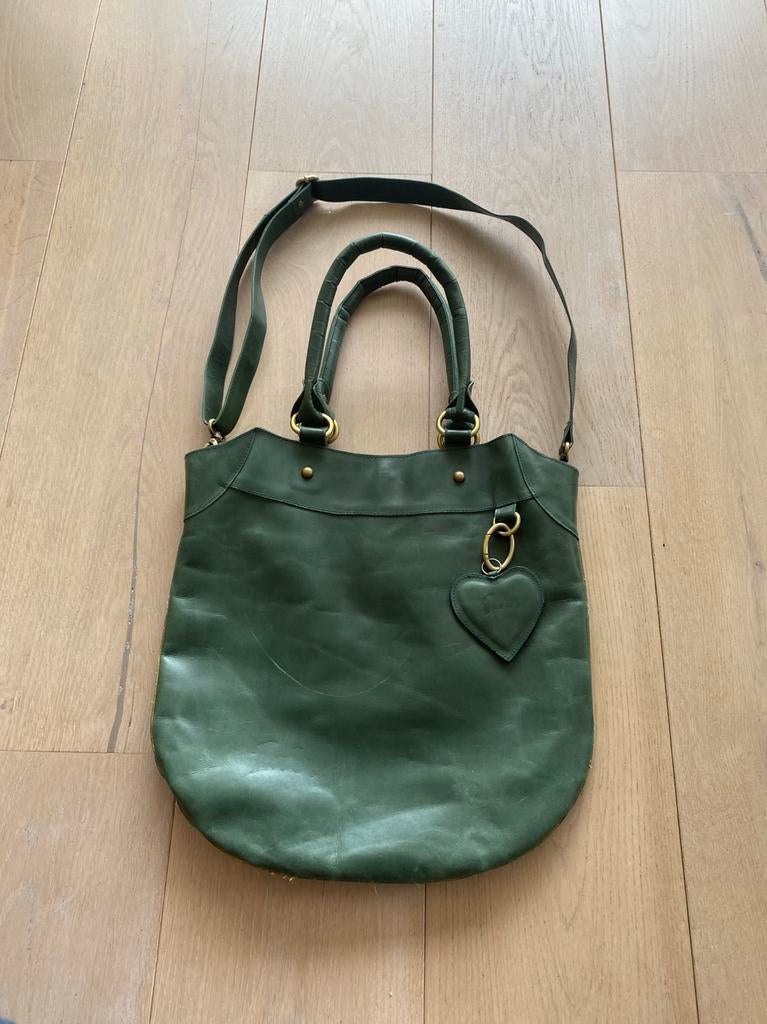 Fab tas groen leer nieuwstaat ook crossbody, Ophalen of Verzenden, Zo goed als nieuw, Groen, Shopper
