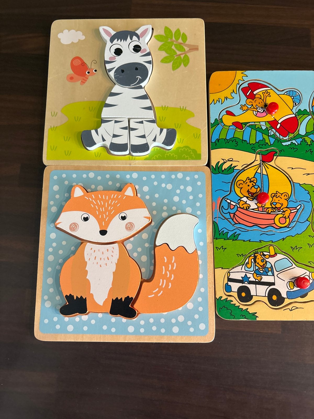 3 houten kinderpuzzels ruilen voor zakje snoep, Ophalen, Gebruikt, Van hout, Minder dan 10 stukjes
