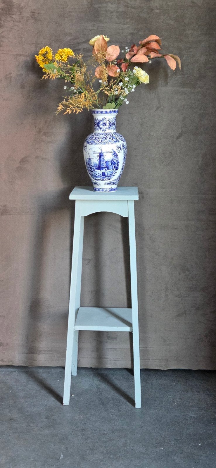 brocante mintgroen plantentafel bijzettafel !, Ophalen, Rond, Minder dan 55 cm, 60 cm of meer