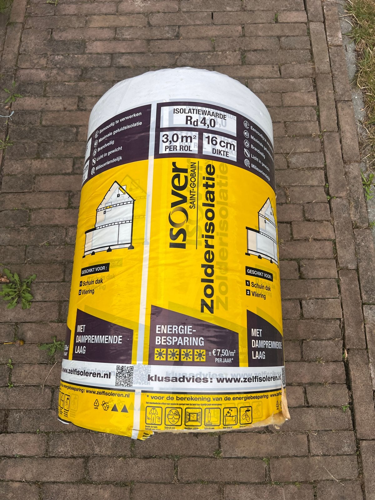 ISOVER Zolderisolatie Glaswol 3m² Rd 4.0 16cm, 12 cm of meer, Nieuw, Minder dan 5 m², Glaswol