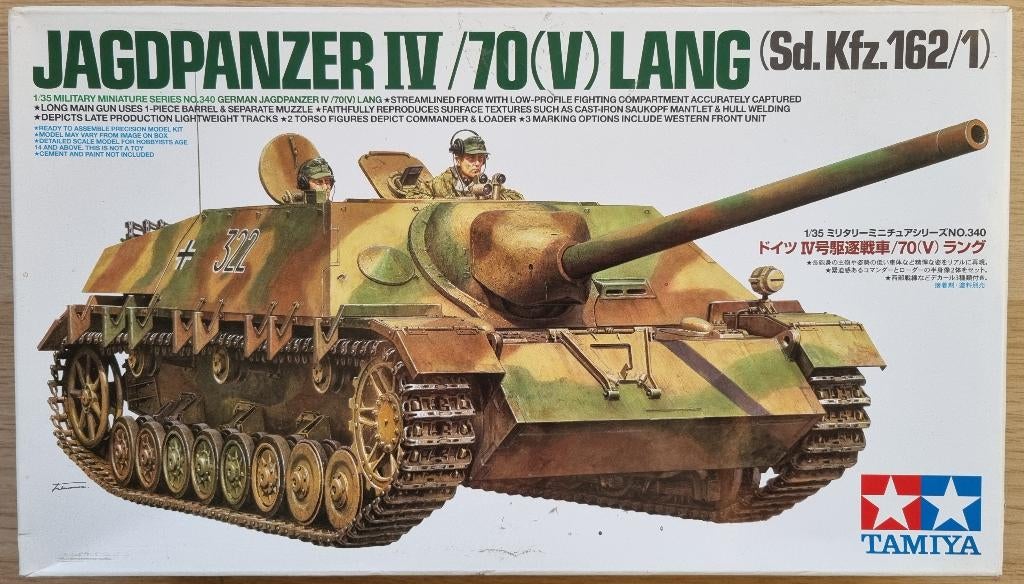Tamiya #35340 1:35 WWII German Jagdpanzer IV / 70(V) Lang, Hobby en Vrije tijd, Modelbouw | Auto's en Voertuigen, Tank, 1:32 tot 1:50
