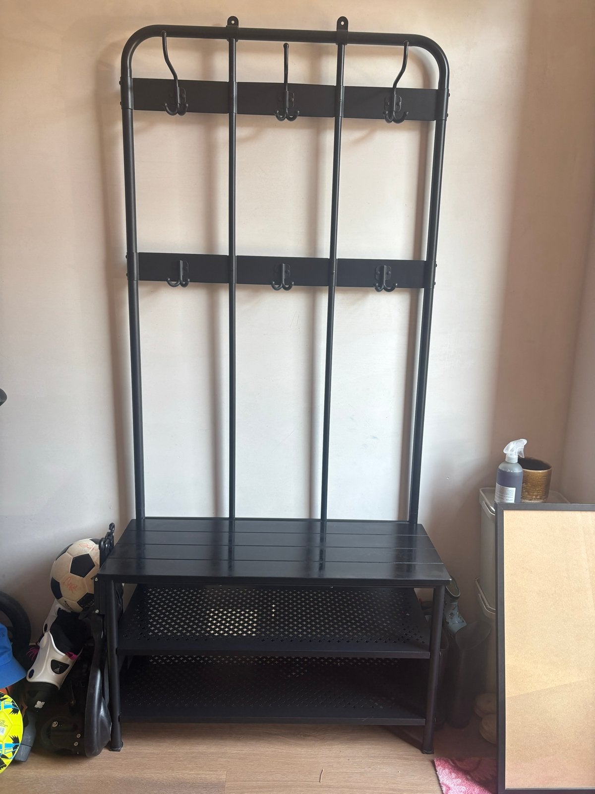 IKEA NIPÅSEN Kapstok met bank en schoenenopberger, zwart, Ophalen, Gebruikt, Metaal, Staande kapstok