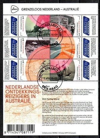 Nederland nr. 3441-46ac Grenzeloos Ned.-Australië gestempeld, Postzegels en Munten, Postzegels | Nederland, Verzenden, Na 1940