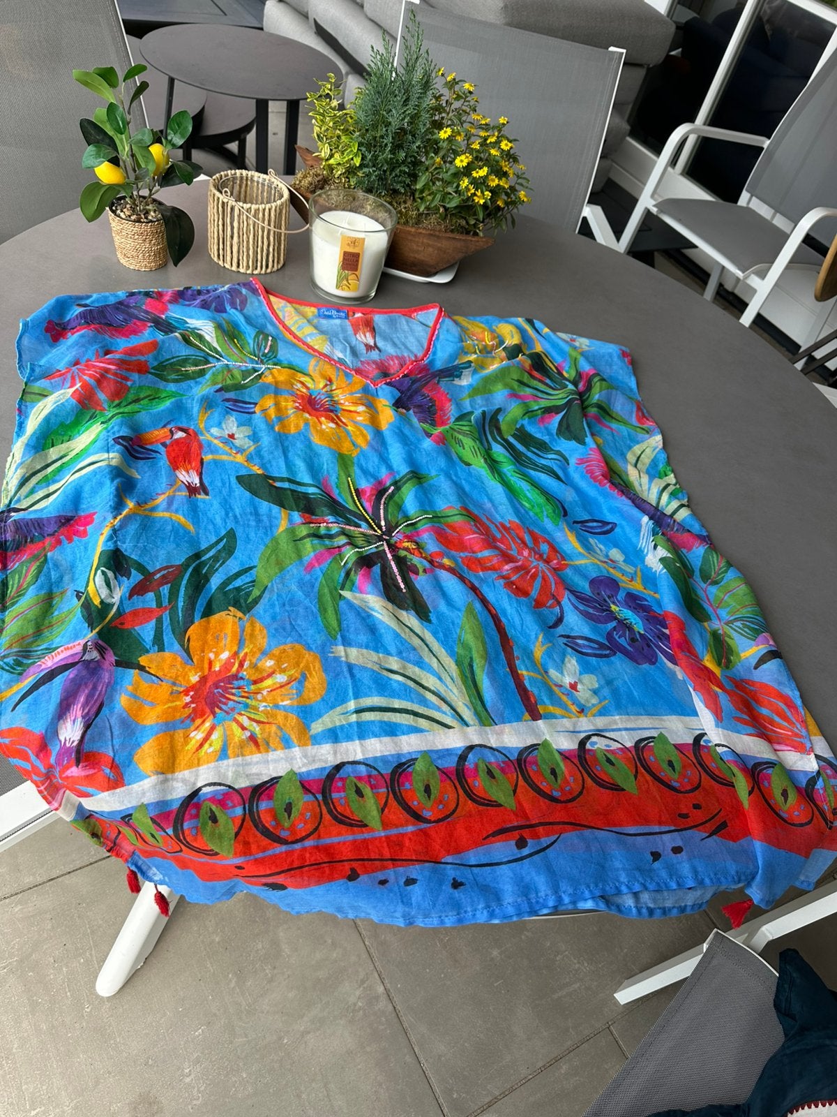 Nieuw blauw gebloemd Isla Bonita strandjurkje, one size, Kleding | Dames, Overige typen, Isla Bonita, Nieuw, Meerkleurig