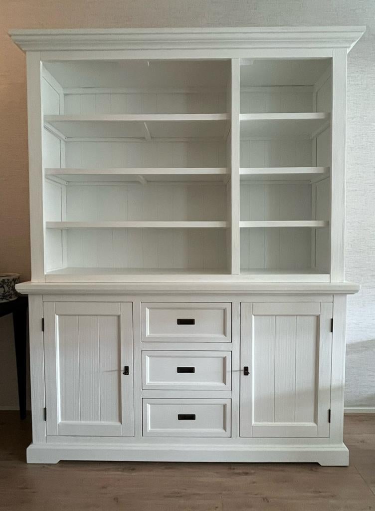 Witte wandkast massief hout van de Bommel Meubelen, Huis en Inrichting, Kasten | Buffetkasten, Gebruikt, 200 cm of meer, 150 tot 200 cm
