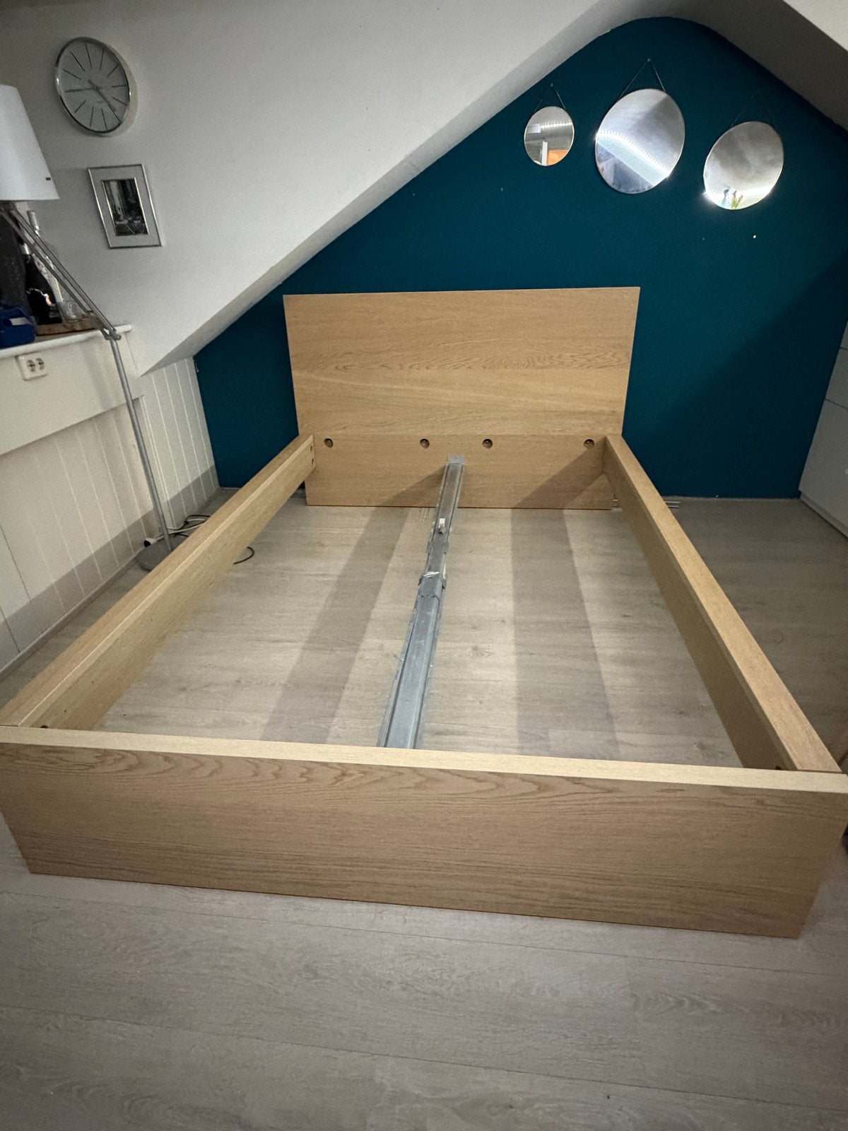 Houten tweepersoonsbed met lattenbodem, Ophalen, Overige kleuren, Tweepersoons, 140 cm