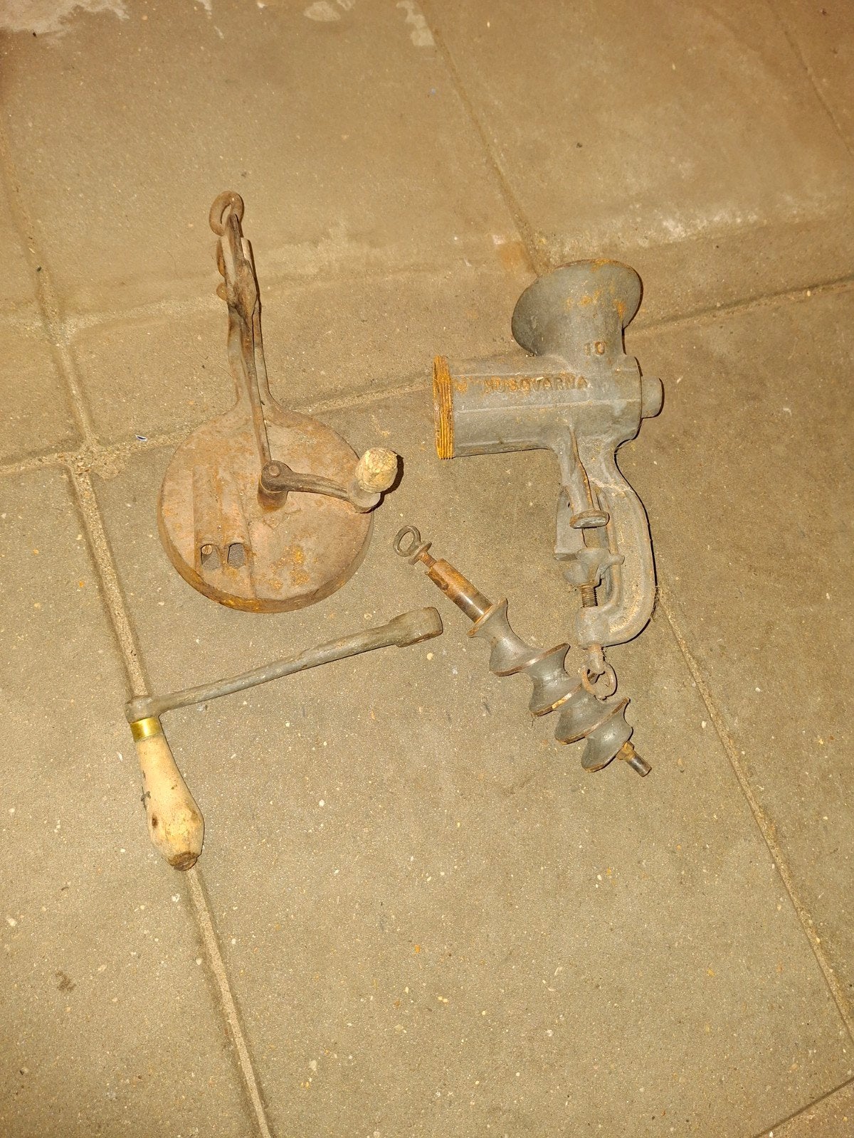 Antieke Vleesmolen en Worstenvuller - Decoratief, Ophalen of Verzenden