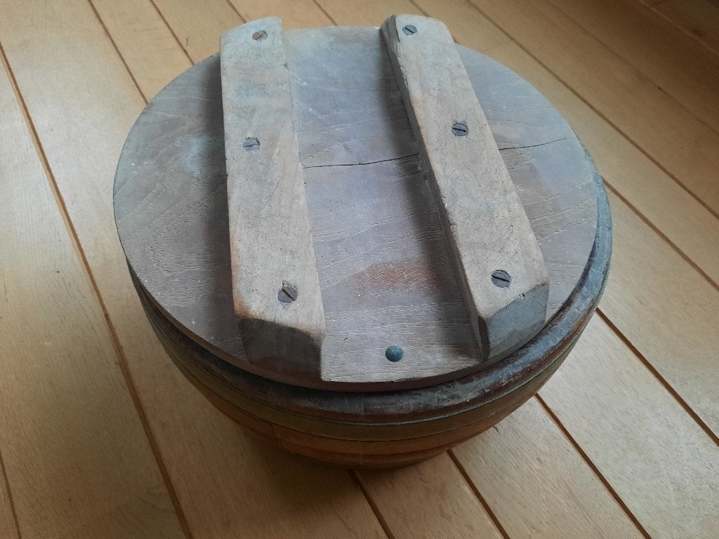 Brocante Kaasvat met deksel Ø 37 cm, Ophalen of Verzenden