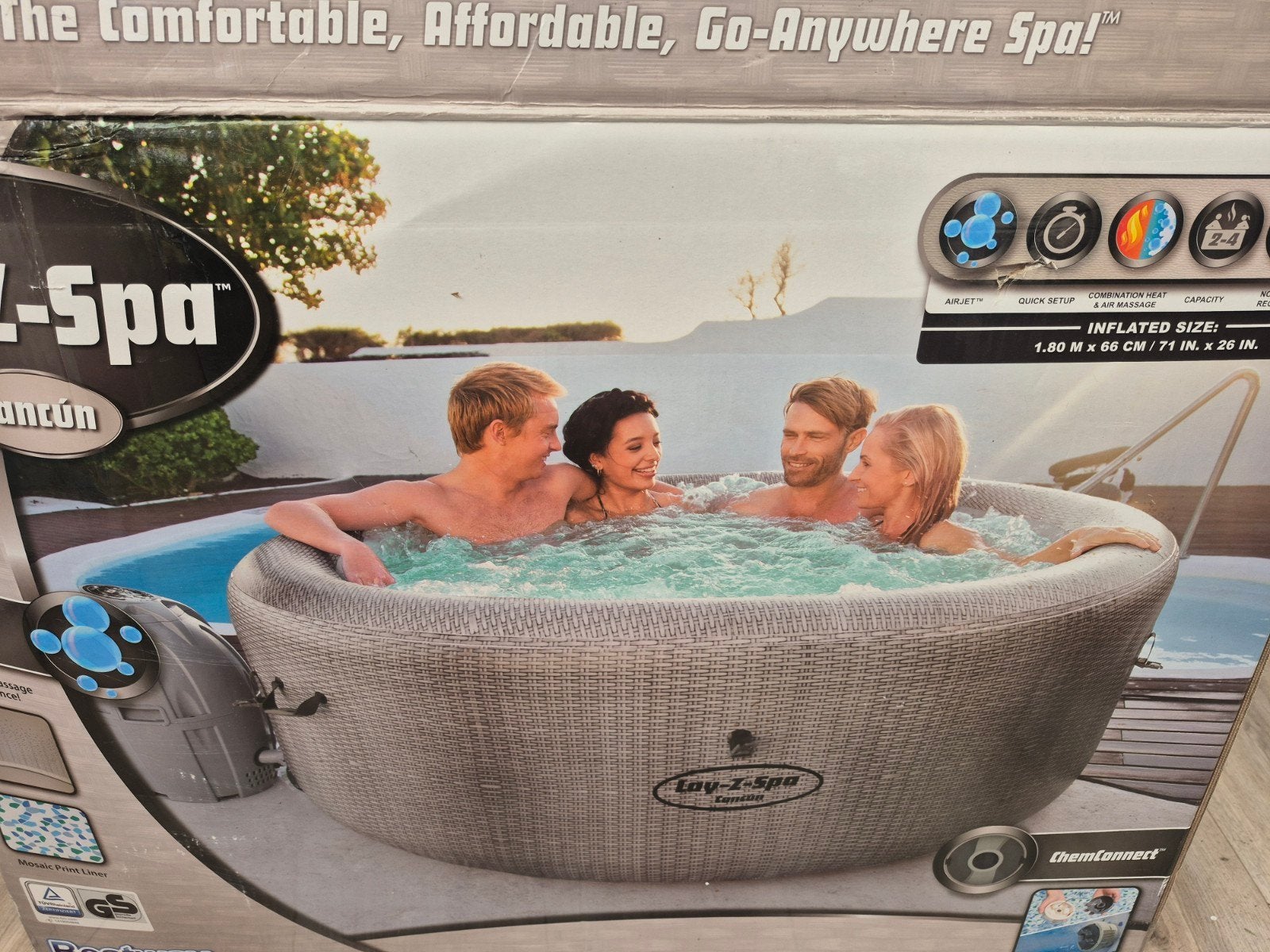 Lay-Z-Spa Cancún Opblaasbare Jacuzzi - Zo goed als nieuw, Ophalen of Verzenden, Zo goed als nieuw, Filter, Opblaasbaar