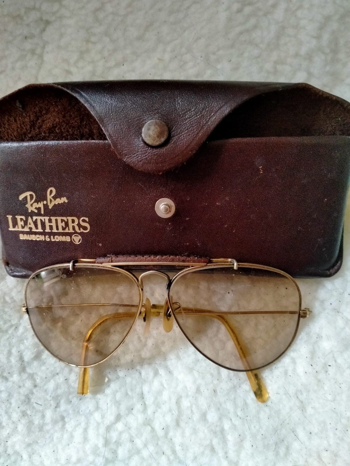 Vintage Ray-Ban Leathers Bausch & Lomb Zonnebril, Ophalen, Zonnebril, Bruin, Zo goed als nieuw