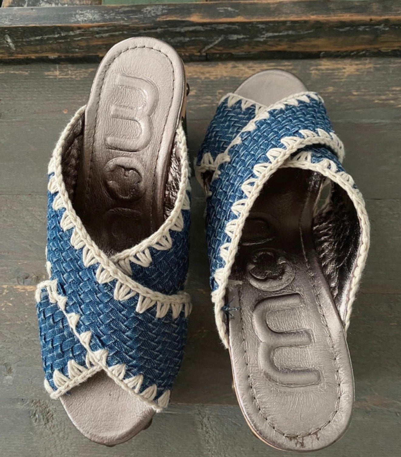 Mou Jeans Muiltjes | Maat 39, Ophalen of Verzenden, Zo goed als nieuw, Blauw, Sandalen of Muiltjes