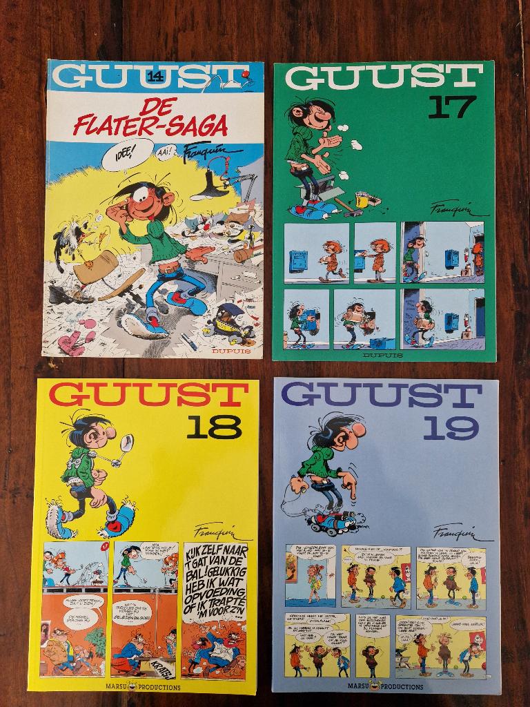 Guust, 4 verschillende stripboeken, Ophalen, Zo goed als nieuw, Franquin, Meerdere stripboeken